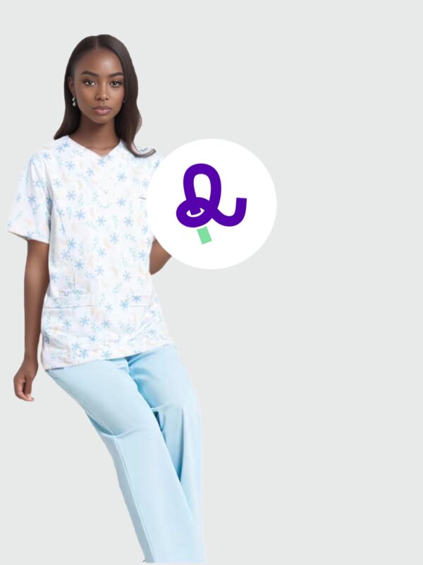 SereneCare Printed Scrub Top