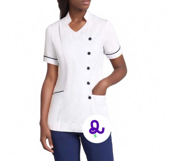 Classic Ivory Double-Breasted Housekeeping Tunic