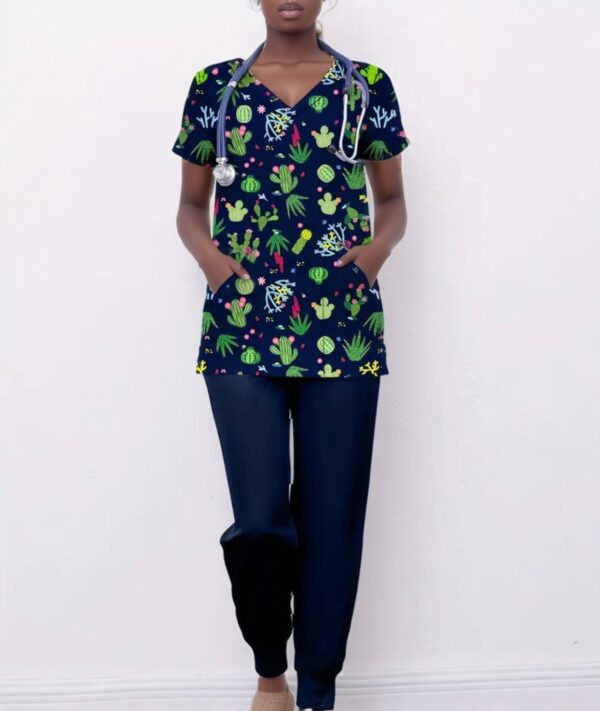 Cactus Garden V-Neck Scrub Set