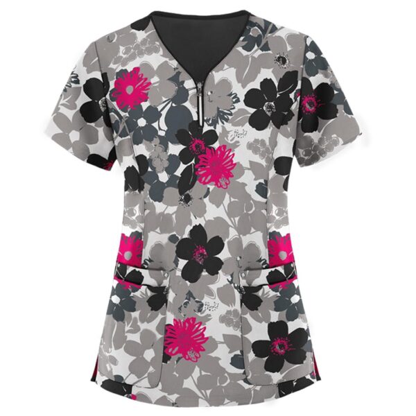 FloralGrace Scrub Top